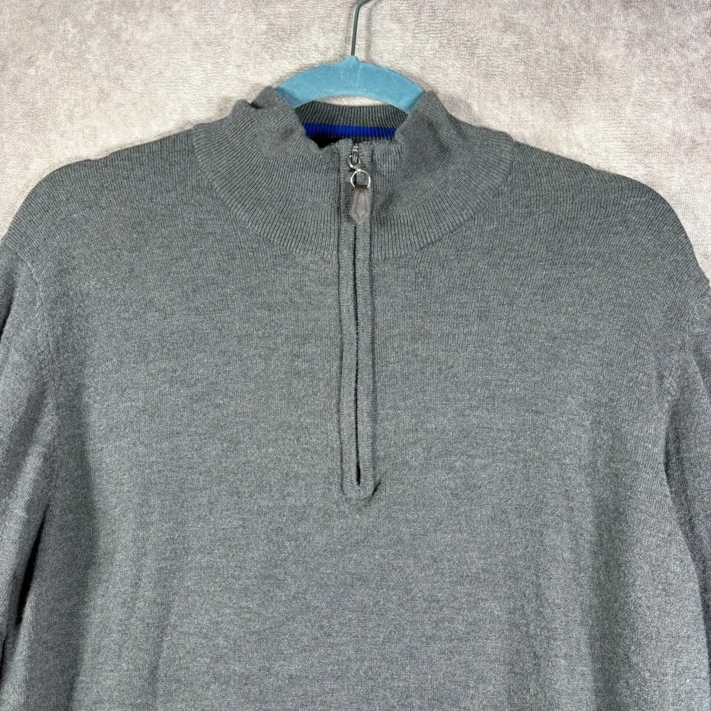 The Kangol Sweater Mens Size 2XL Gray Knit Quarter Zip Pullover Mock Neck 90s
